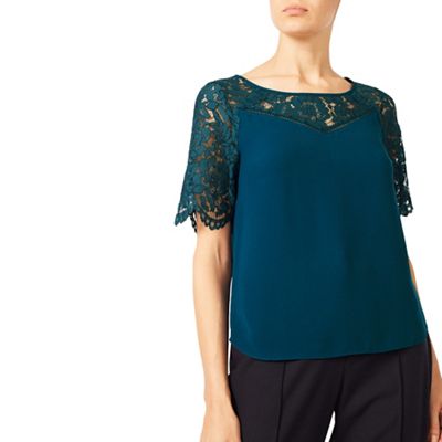 Jacques Vert V Neck Lace Contrast Shell Top